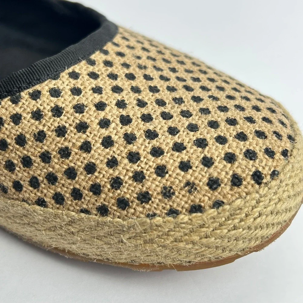 UGG Australia Indah Espadrille Ballet Flats Burlap‎ Polka Dot Bow Accent 9.5